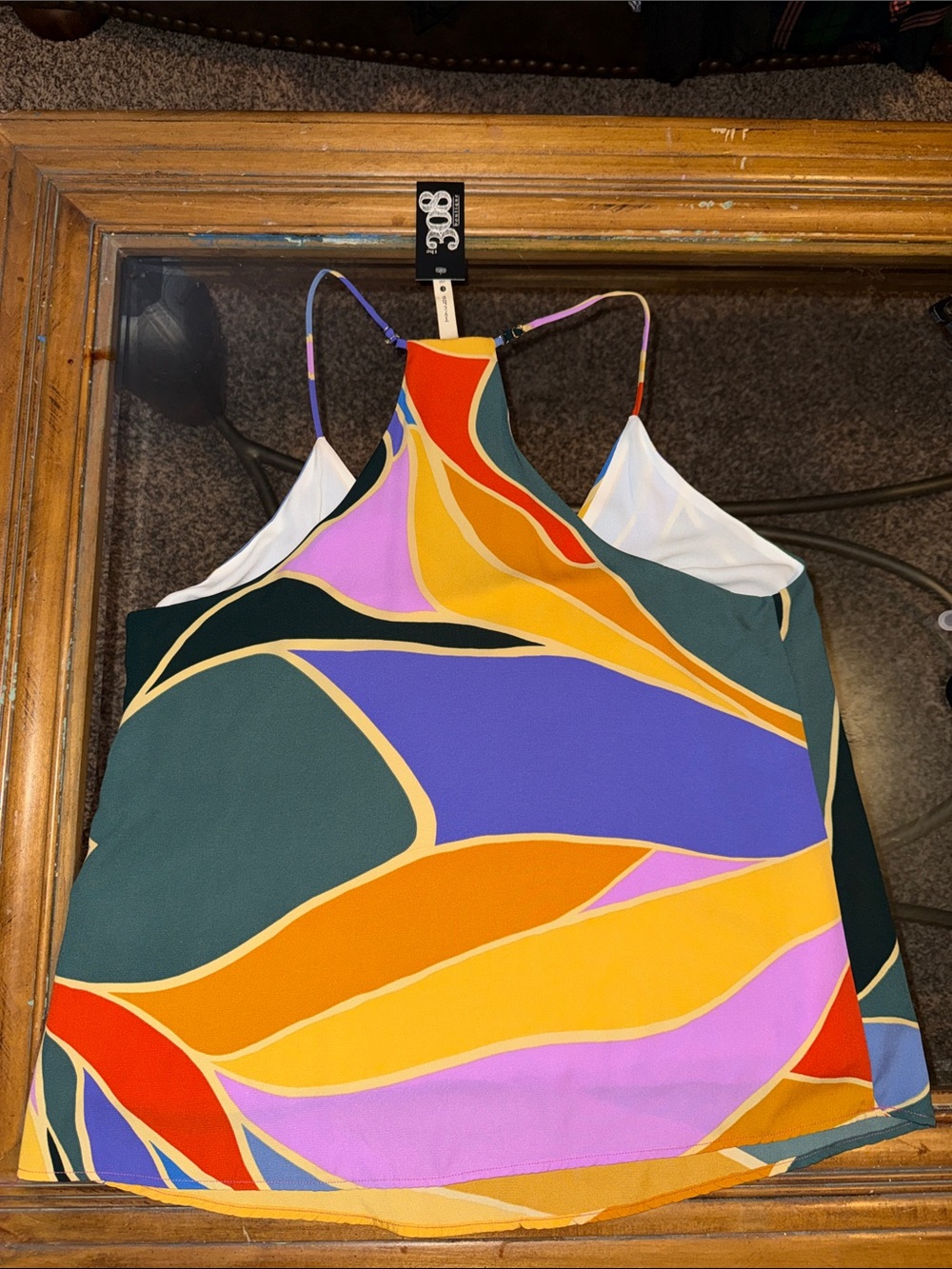 Tyche Cream Cami with Subtle Pastel Print - Picture 4 of 5